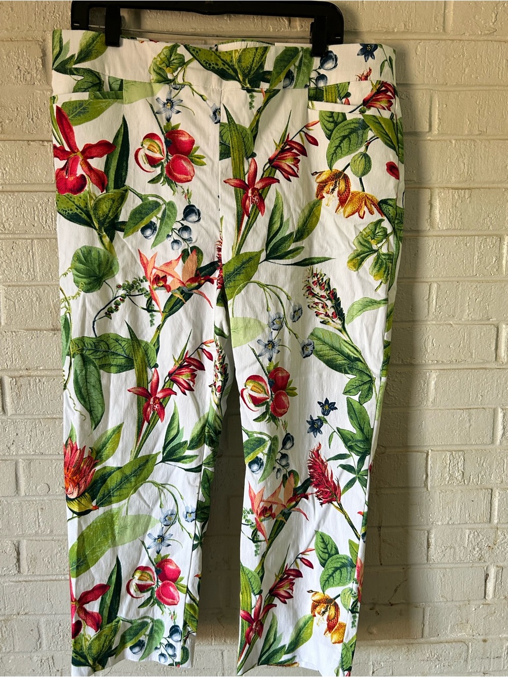 Chicos Brigitte Slim Leg Cropped Pants Women’s Sz 3 US 16 Floral So Slimming NWT